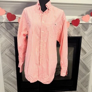 Vineyard Vines Tucker Gingham Check Button Down Shirt Coral White Casual Med - Picture 1 of 4