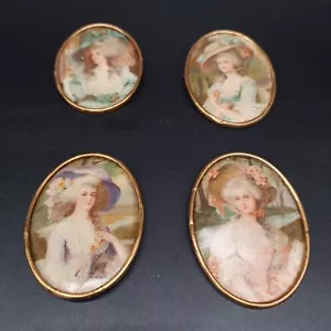 4 ANTICO/VINTAGE. Spilla/Spilla RITRATTO CAMEO CELLULOIDE e OTTONE - Foto 1 di 6