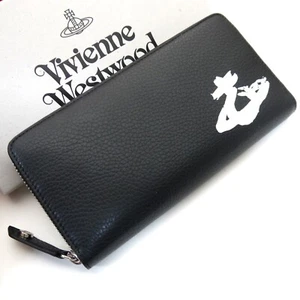 Vivienne Westwood Long Wallet MELIH Round Fastener Leather Orb Motif Black NEW - Picture 1 of 9