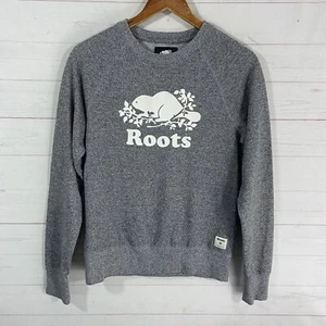 Roots Canada Womens Front Graphic Long Sleeve Pullover Sweatshirt XS Gray - Picture 1 of 10