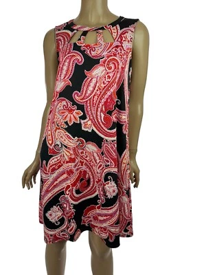 Vestido AGB Talla M Sin Mangas Poliéster/Spandex Jersey Patrón Paisley con Bolsillos Foto 1 de 4