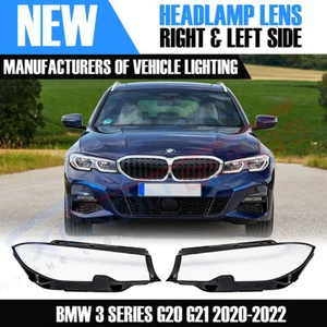 FÜR BMW 3ER G20 G21 G28 RECHTE & LINKE SEITE FRONTSCHEINWERFER LINSE ABDECKUNG 2020-22 - Bild 1 von 12
