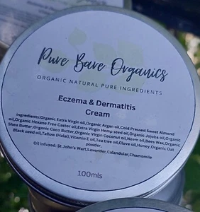100%Natural Ingredients....Pure Bare Organics Eczema & Dermatitis Cream - 100mls - Picture 1 of 8