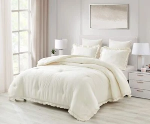 Chezmoi Collection Nora 3-Piece Ruffled Edge Trim Soft Washed Microfiber Comf... - Picture 1 of 7