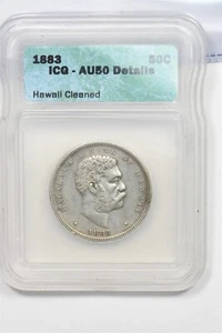Königreich Hawaii 1883 50 Cents Silber ICG AU NG1700 Kombiversand - Bild 1 von 2