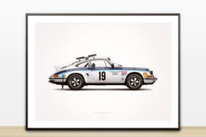 1974 Porsche 911 Carrera RS (Safari Rally) Illustration Poster Print - Picture 1 of 2