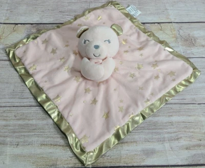Cobertor de segurança Baby Essentials ursinho de pelúcia bebê Lovey ouro rosa 12 x 12" - Imagem 1 de 4