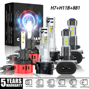 PARA FOR KIA Sportage 2011-2016 H7 H11B Faro Alto Bajo + 881 Fog Light Bulbs 6pc - Picture 1 of 21