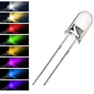 5mm 2pin Round white/pink/red/blue/green/uv/yellow Water Clear LED - Picture 1 of 3