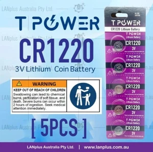5x Tpower Coin Button Battery CR1220 CR 1220 3V Lithium Cell wholesale - Picture 1 of 3