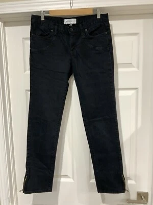 Pantalones de mezclilla y tela de papel vintage con cremallera al tobillo lavado oscuro rectos 10/30 usados en excelente estado Foto 1 de 4