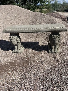 Garden Bench - Cast Stone Lion Bench - Picture 1 of 11