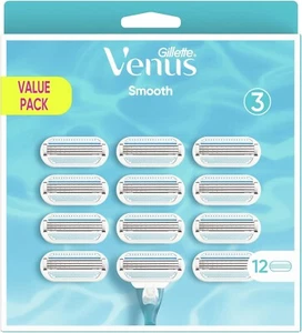 Pack XXL 12 Lames Gillette VENUS SMOOTH Recharges de Rasoir Femme Lot 3 Douceur* - Picture 1 of 2