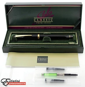 Vintage Cross Solo Classic Fountain Pen 22kt Gold Electroplated Accents 806 1M - Picture 1 of 11