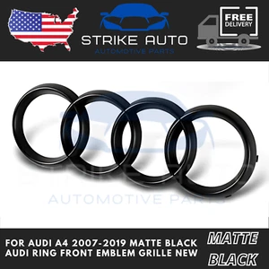 For Audi A4 2007-2019 Matte Black Audi Ring Front Emblem Grille New - Bild 1 von 1