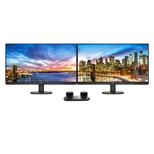 New HP P27v G4 27" 1920 x 1080 Monitor 2-Pack Bundle w/ 2 Bluetooth Speakers - Picture 1 of 26