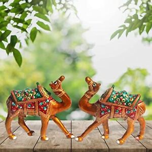 Handicrafts Paradise metal enamelled pair of rajasthani camel