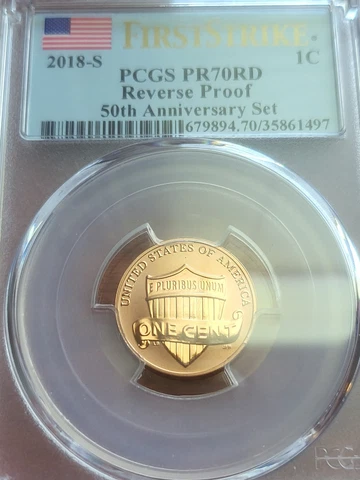 2018 S PR70RD FS PCGS Reverse Proof 50th Anniversary Set Cent Cover