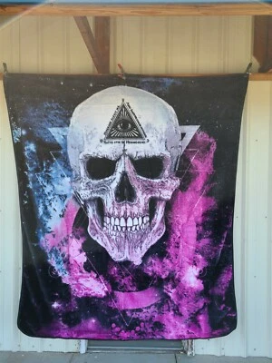 SKULL THE VOID ALL SEEING EYE MYSTICAL FANTASY SPACE QUEEN BLANKET BEDSPREAD - Image 1 of 3