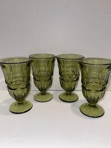 4 Vintage Fostoria Argus Green Iced Tea Goblets Glasses 6 5/8” Mint! - Picture 1 of 8