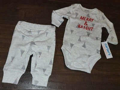 Just One You by Carter' Sz NB 3 months Bodysuit & Pants Christmas Holiday Outfit - Image 1 of 4