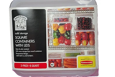Rubbermaid 8-Quart 2-Pack Industrial Cold Storage Square Containers w/Lids S4899 - Image 1 of 4