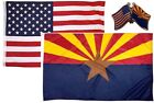  Wholesale Combo USA & State of Arizona 2x3 2'x3' Flag & Friendship Lapel Pin