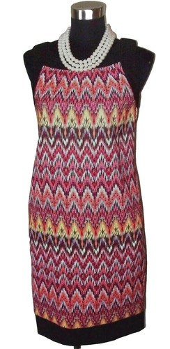 Abito Alyx Limited Tg 4 Nero Giallo Rosa Bianco Stampa Moderna Tubino Casual