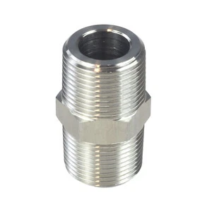 HFS(R) 3/4" NPT Male x 3/4" NPT Male Hex Nipple Pipe Adapter Stainless Steel 304 - Imagen 1 de 3