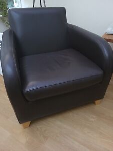 Heal's Leather Chair - dark brown - superb condition. Scandi / Mid-century.