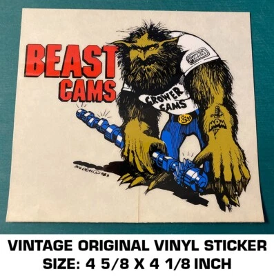CROWER CAMS BEAST CAMS VINILO TRANSPARENTE BRILLANTE - CALCOMANÍA ORIGINAL VINTAGE PEGATINA - CARRERAS Foto 1 de 2