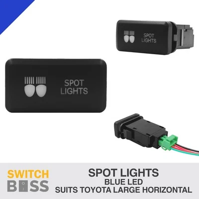 SPOT LIGHTS Blue LED Horizontal Push Switch for LARGE Toyota Landcruiser Hilux - image 1 of 4