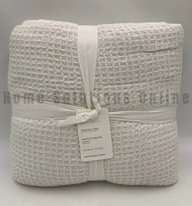 Manta Pottery Barn Waffle Weave Blanca King Cal #U1035 - Imagen 1 de 3