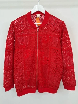 Chaqueta Blazer Abrigo Mujer CHICO'S Talla 3/US 16 Rojo Encaje Bordado Ligero Foto 1 de 4