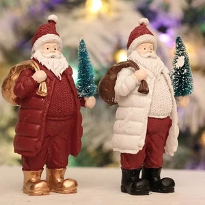 Resin Christmas Figurine Standing Holiday Santa Statue Xmas Party - Picture 1 of 16