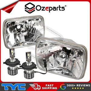 Pair LH+RH Head Light Crystal Glass + LED Globes For Ford Econovan LWB 1984~1988 - Picture 1 of 6