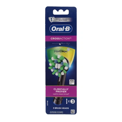 Oral-B Cross Action Max Clean Replacement Brush Heads, 3 Brush Heads Black - Image 1 of 4