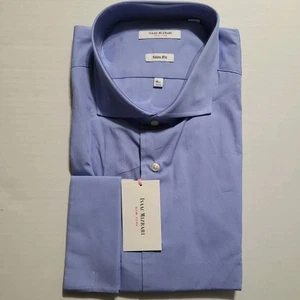 ISAAC MIZRAHI NEW YORK DRESS SHIRT Slim Fit French Cuff Ice Blue Mens 18.5-32/33 - Picture 1 of 5