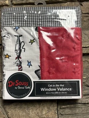 New! CAT IN THE HAT Dr. Seuss Window Valance 82x15 Nursery Playroom - Image 1 of 4