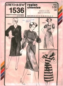1536 Stretch & Sew Schnittmuster Vintage Misses 80er Jahre Raglan Negligee Kleid FF - Bild 1 von 2
