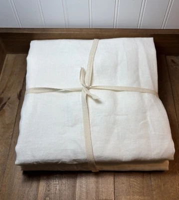 "Cortina de ducha de lino europea West Elm ~ 72"" x 84"" ~ blanca" Foto 1 de 4