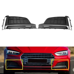 Pair Front Bumper Fog Light Grill Bezel Cover For Audi A5 S5 2017-2020 - Picture 1 of 9