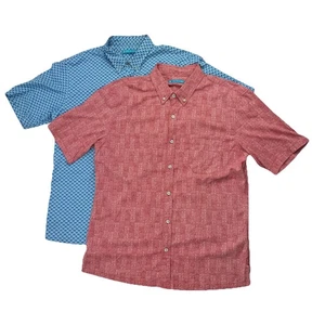 Tori Richard 2er Set Button Down Hemden Herren M blau rot Ananas feuchtigkeitsableitend - Bild 1 von 7