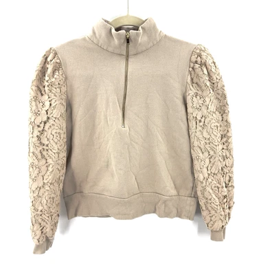 Generation Love Haven Sweatshirt Womens S Half Zip Lace Soft Cozy Cottage Boho - Image 1 of 4