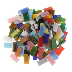 150 Pieces Rectangle Shape Assorted Colors Glass Pieces - Picture 1 of 7