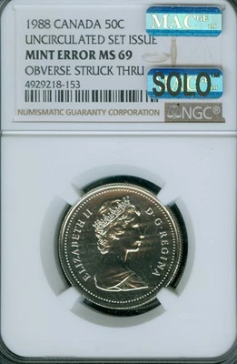 1988 ERROR CANADA 50 CENTS NGC MS69 MAC SOLO FINEST GRADE & SPOTLESS  * - Image 1 of 4