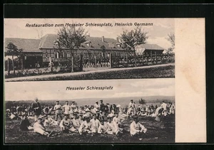 AK Messel, Restaurant zum Messeler Schiessplatz, Gruppe von Soldaten 1912  - Picture 1 of 2