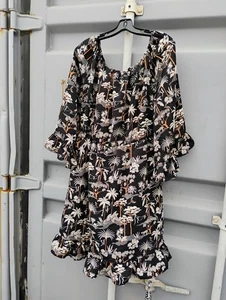H & M Dress 12 3/4 Sleeves Elastic Neck And Waist Short With Ruffles - Picture 1 of 3