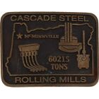 Messing Kaskade Stahl McMinnville Oregon Walzwerk Bewehrung Vintage Gürtelschnalle