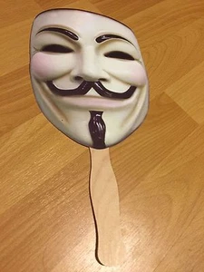 Guy Fawkes Fan / Maske am Stick V für Vendetta Anonymous Kostüm Promo selten - Bild 1 von 2
